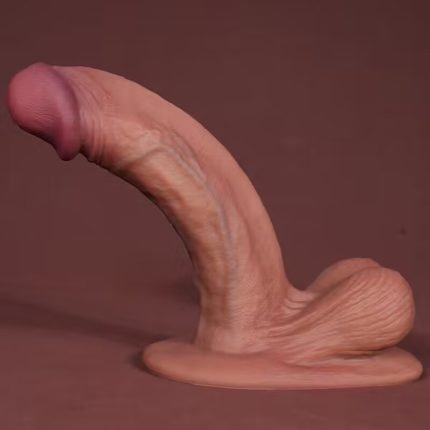 6.9 Inch Dark Skin Color Realistic and Soft Liquid Silicone Vein Texture Suction Cup Dildo