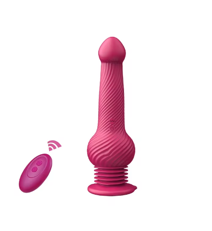 Wireless Remote Control Telescopic Vibrating Silicone Huge Dildo