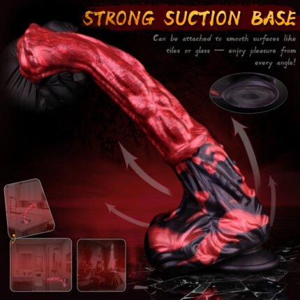 Big Testicle Fantasy Horse Dildos – Blood Red Silicone Female Masturbation Anal Sex Toy